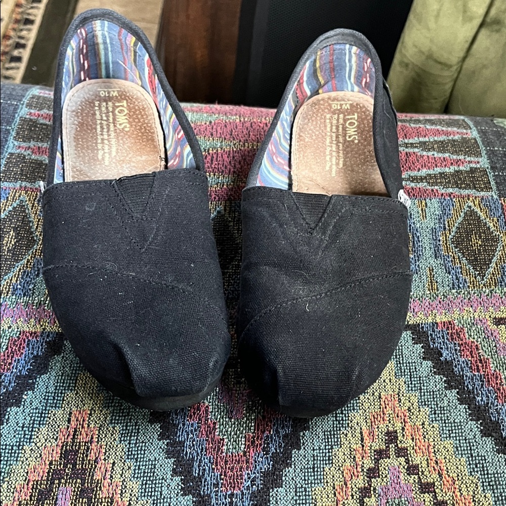 Toms Women's Black Canvas Slip-Ons